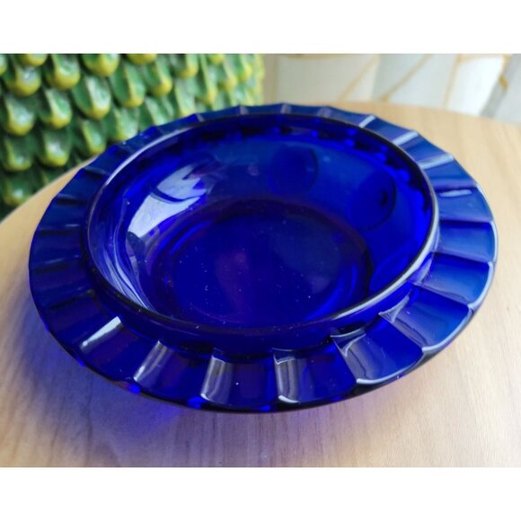 Cobalt New Martinsville Moondrop Vintage Shallow Bowl Butter Dish Bottom 1930s-4 - Picture 9 of 9